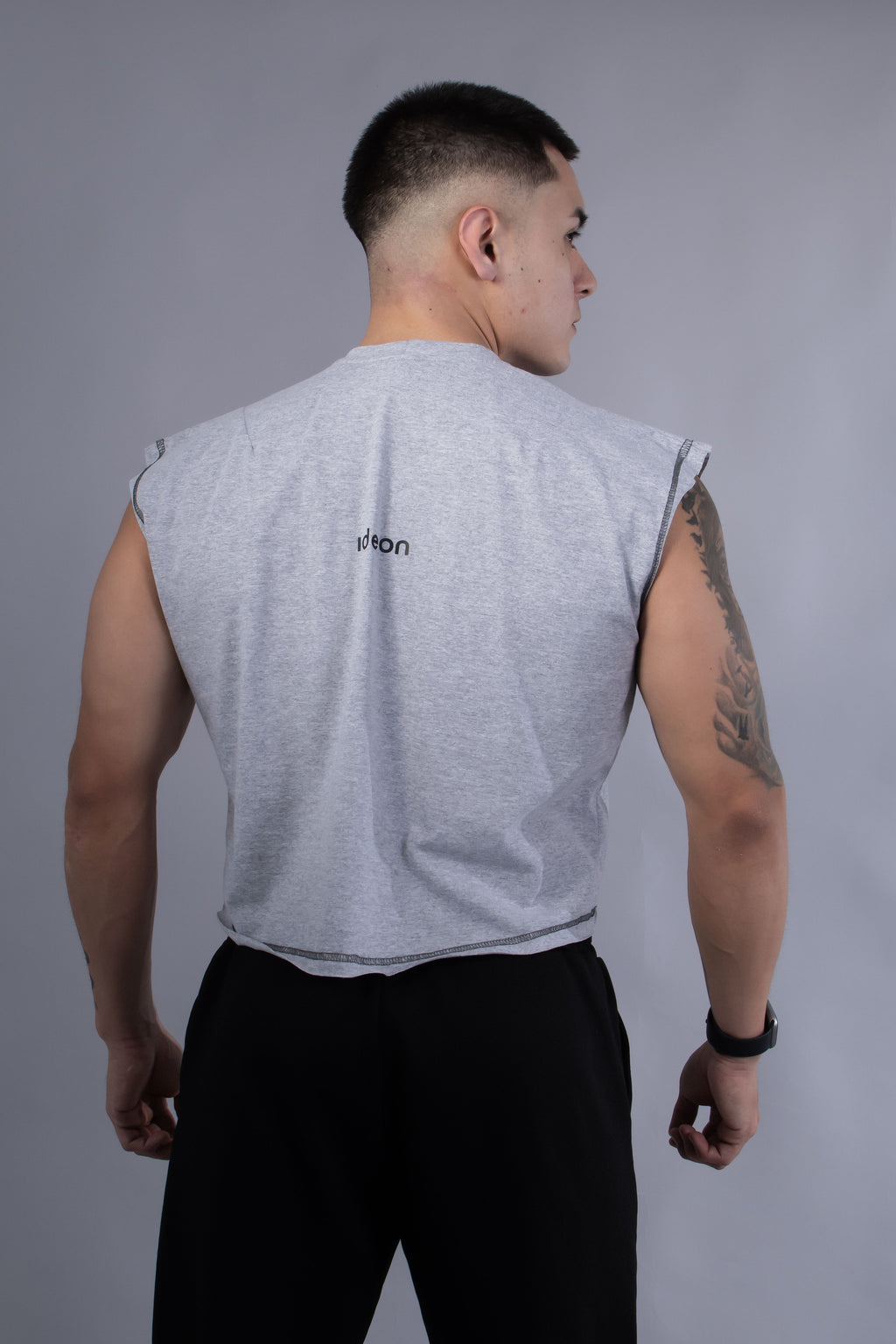 Ideon Crop Sleevess Gris Jaspe Hombre