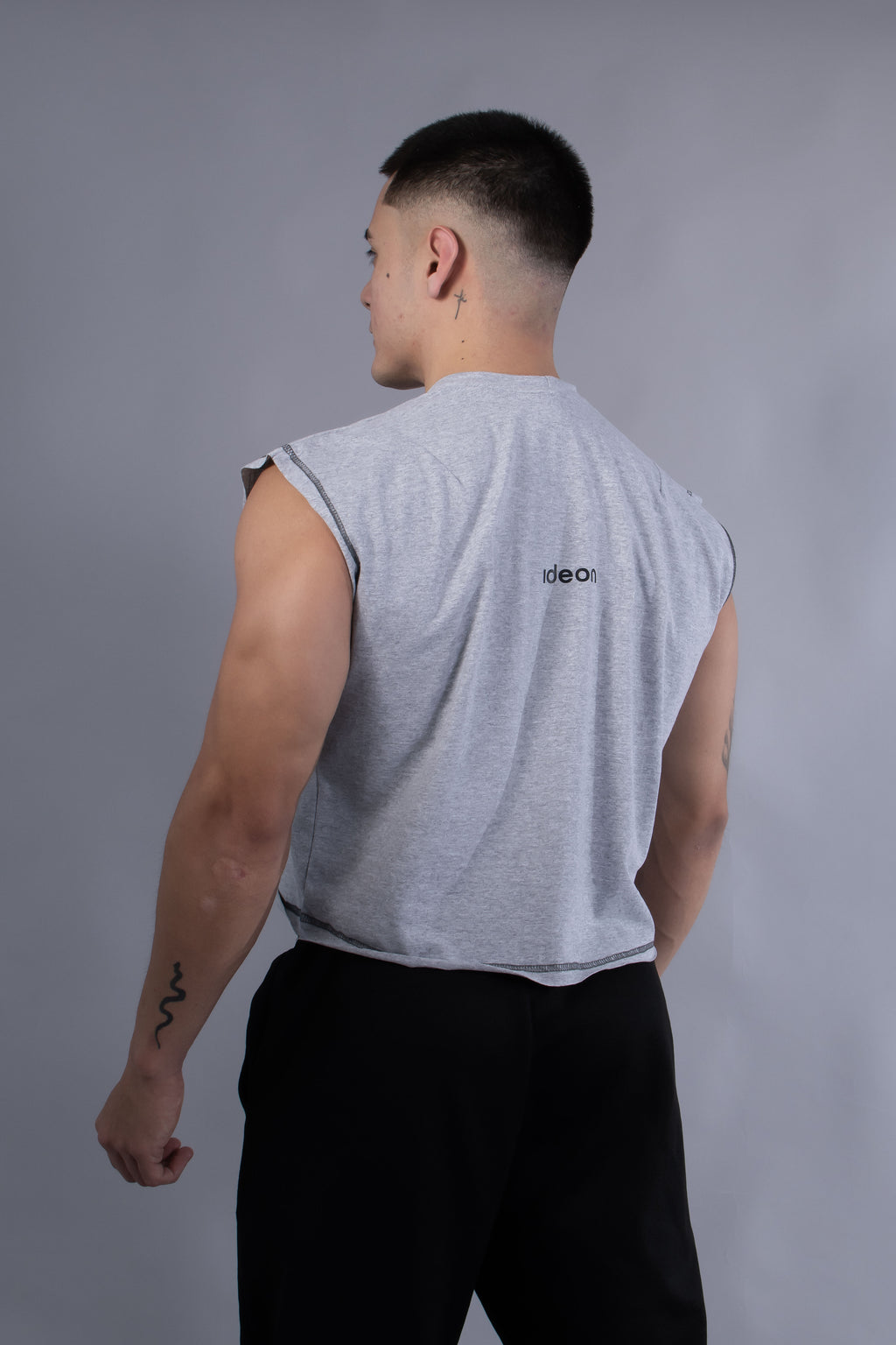 Ideon Crop Sleevess Gris Jaspe Hombre