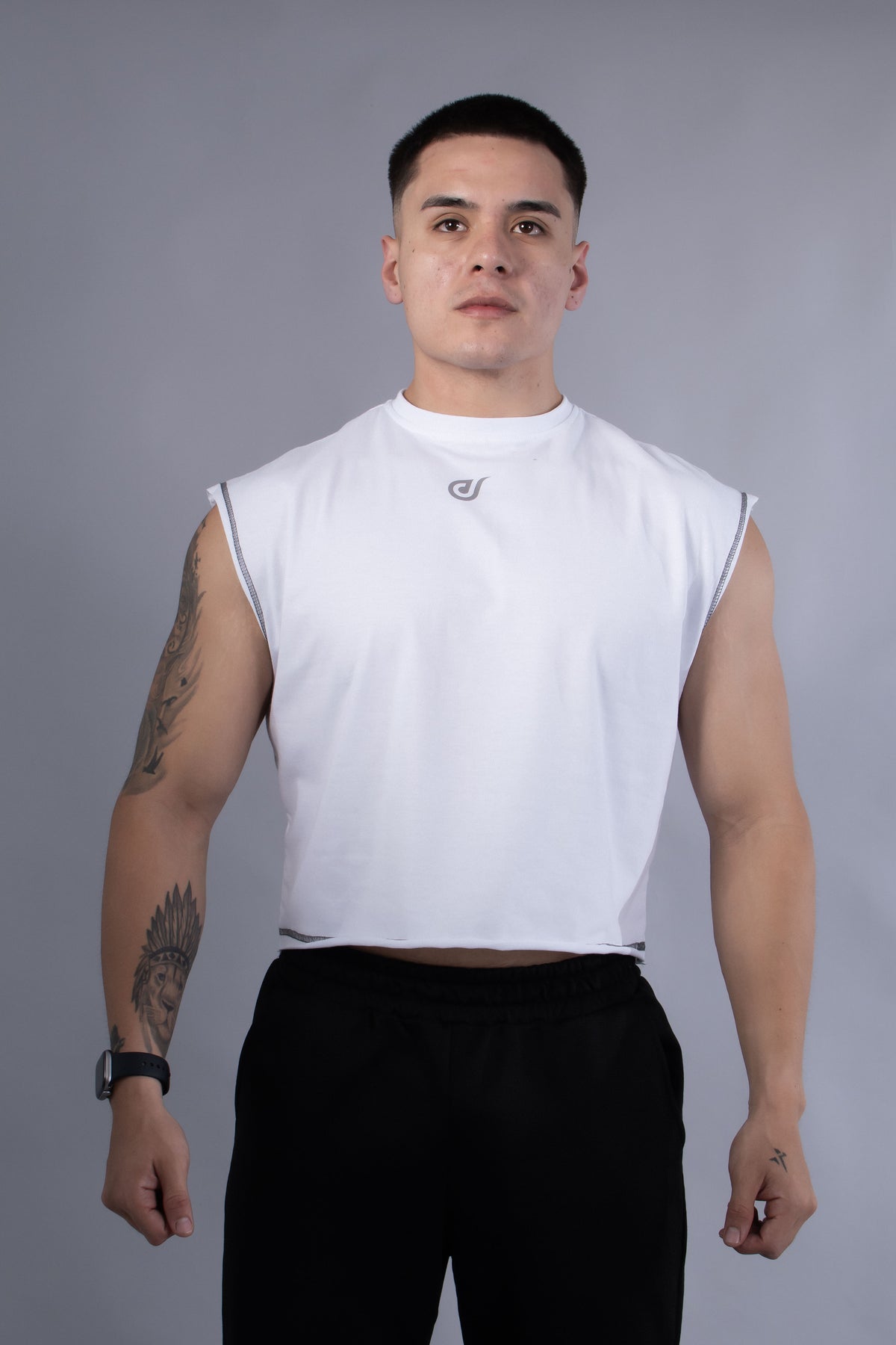 Ideon Crop Sleevess Blanco Hombre