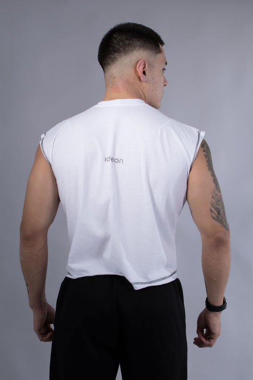 Ideon Crop Sleevess Blanco Hombre