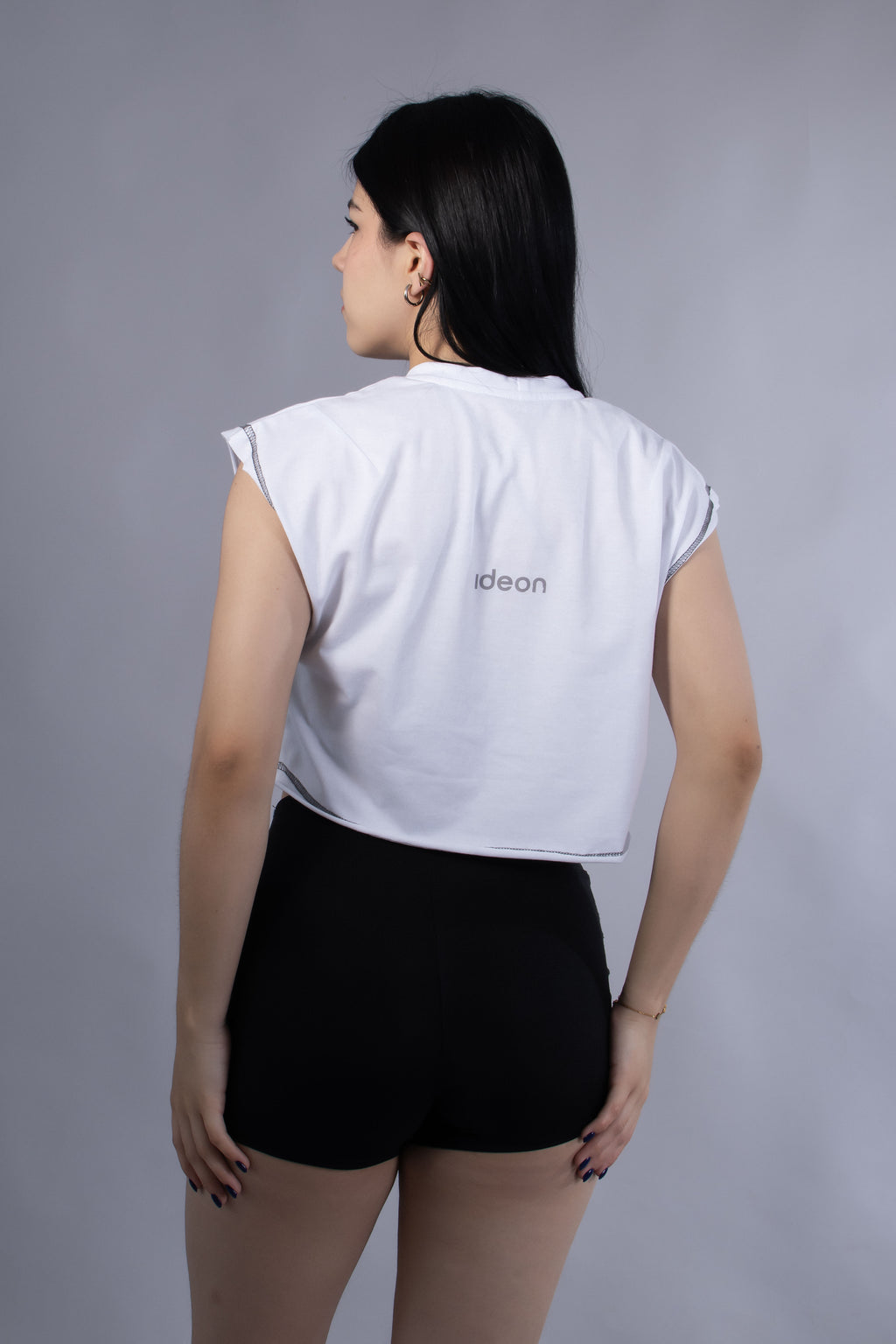 Ideon Crop Sleevess Blanco Mujer