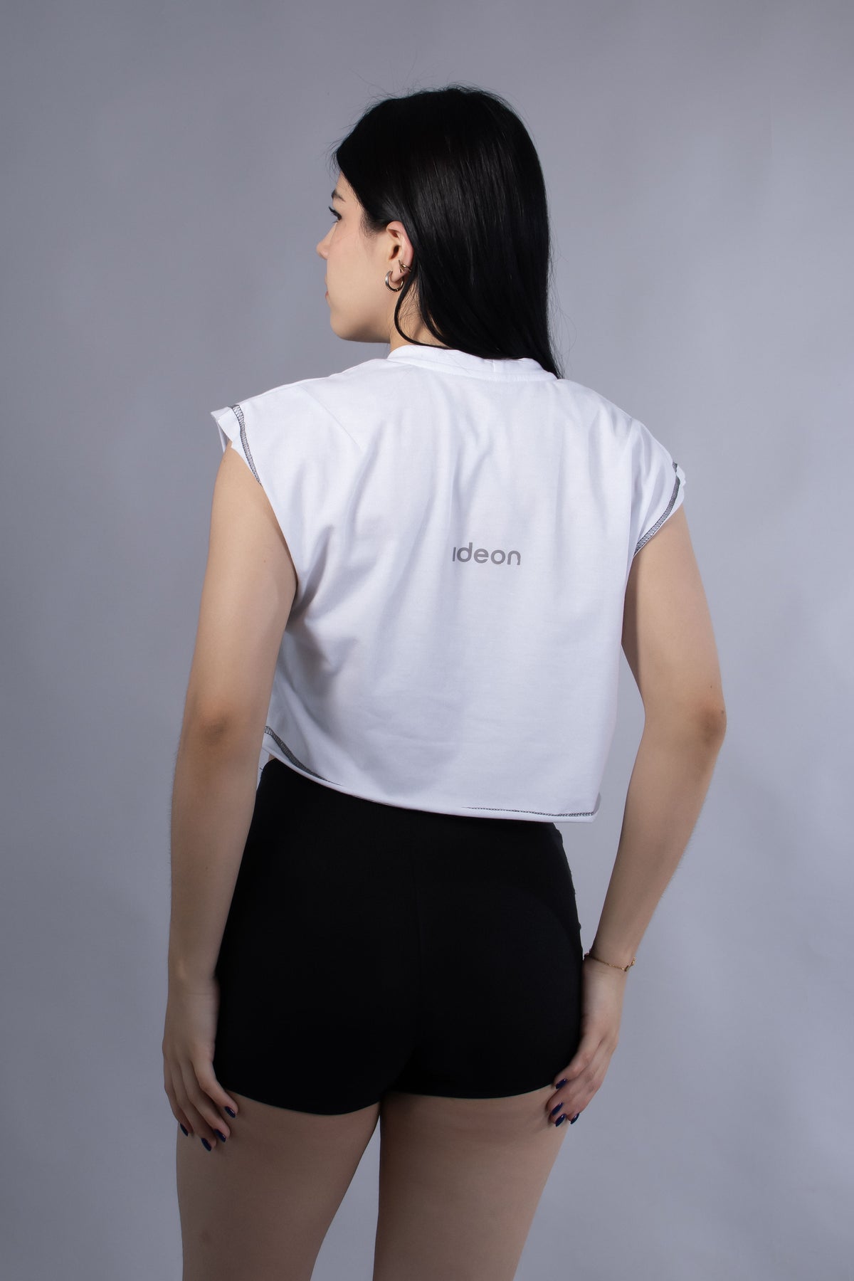 Ideon Crop Sleevess Blanco Mujer