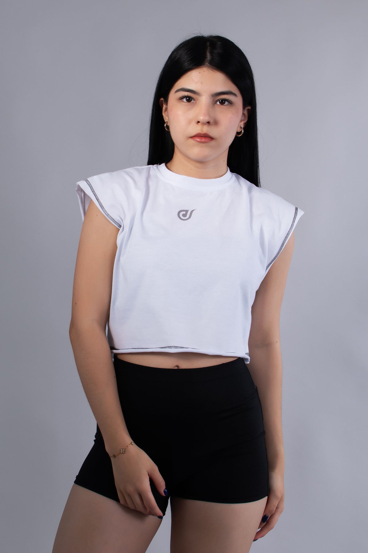 Ideon Crop Sleevess Blanco Mujer
